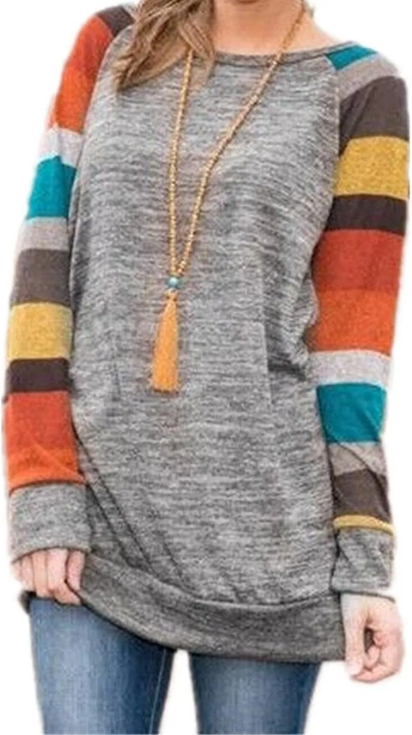 HARHAY 2023 Women's Cotton Knitted Long Sleeve Lightweight Tunic Sweatshirt Tops