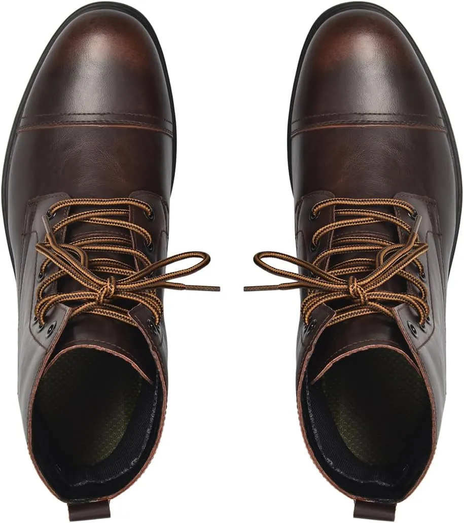 Harssidanzar Motorcycle Boots For Men,Dress Boots for Men Casual Boots Combat Ankle Dress Leather Boots KM302US
