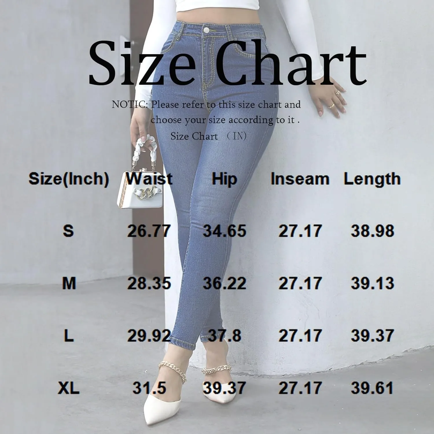 High Waisted Jeans for Women Trendy Skinny Butt Lifting Stretchy Jeans Pull On Tummy Control Denim Jeggings with Pockets