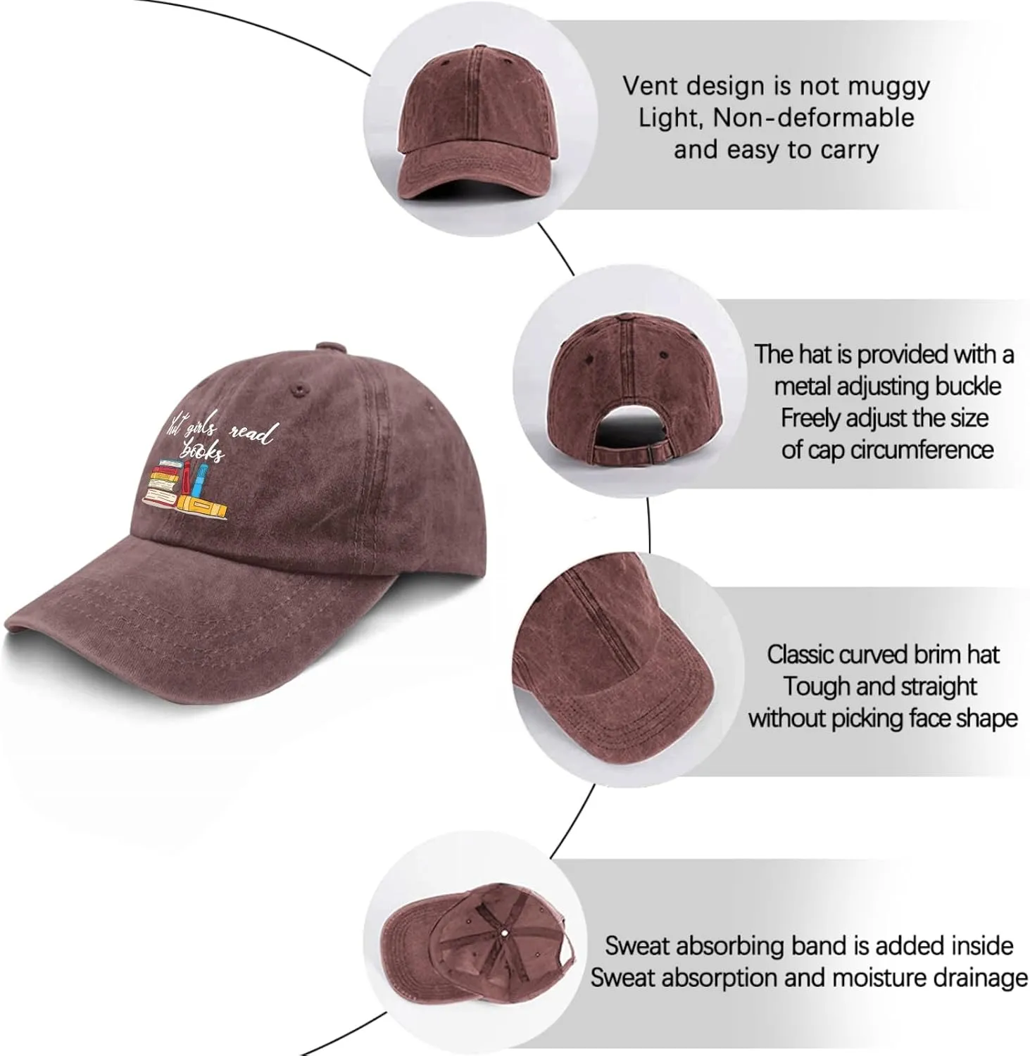 Hot Girls Read Books Hat Womens Retro Book Lover Trucker Hat Mens Ball Caps with Design for Engineers