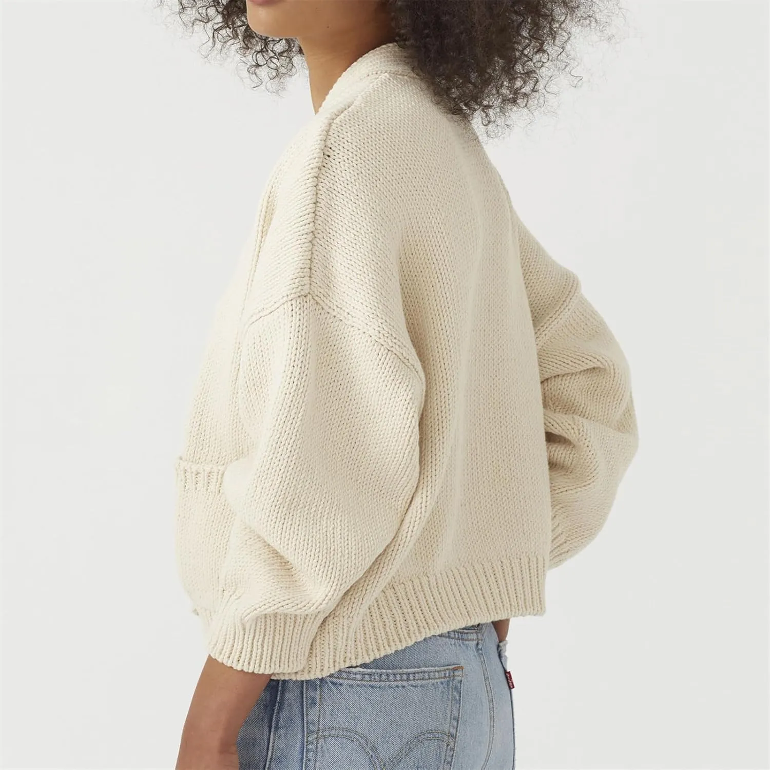 HOULENGS Women's Long Sleeve Chunky Knit Cardigan Sweater Button Down Sweater Outerwear with Pockets