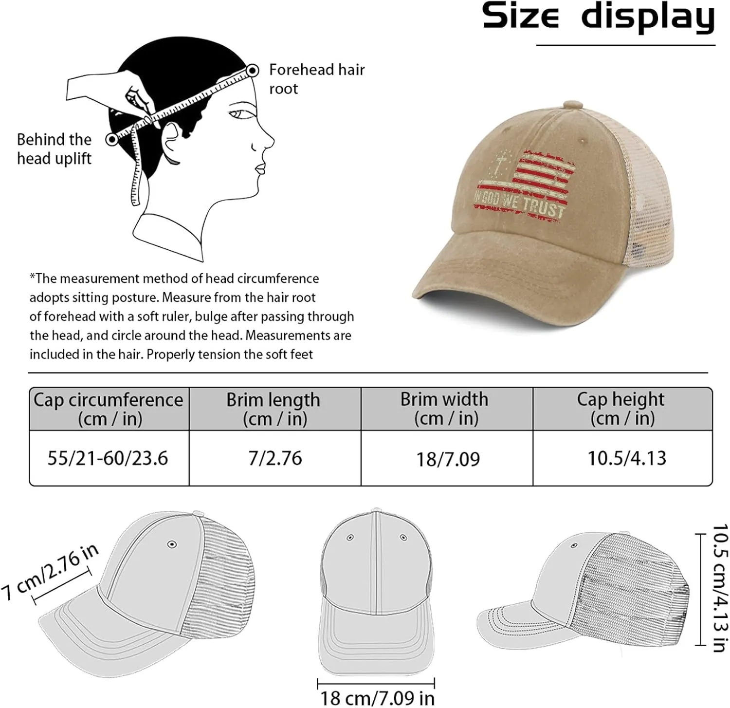 in god we Trust hat for Women Fashion Trucker hat for Women Trucker hat Cycling Cap with Design for