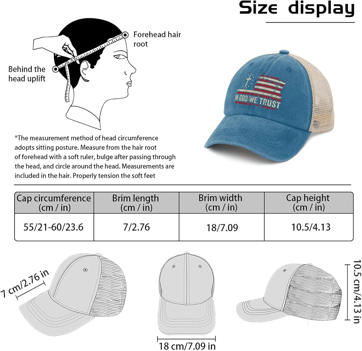 in god we Trust hat for Women Fashion Trucker hat for Women Trucker hat Cycling Cap with Design for
