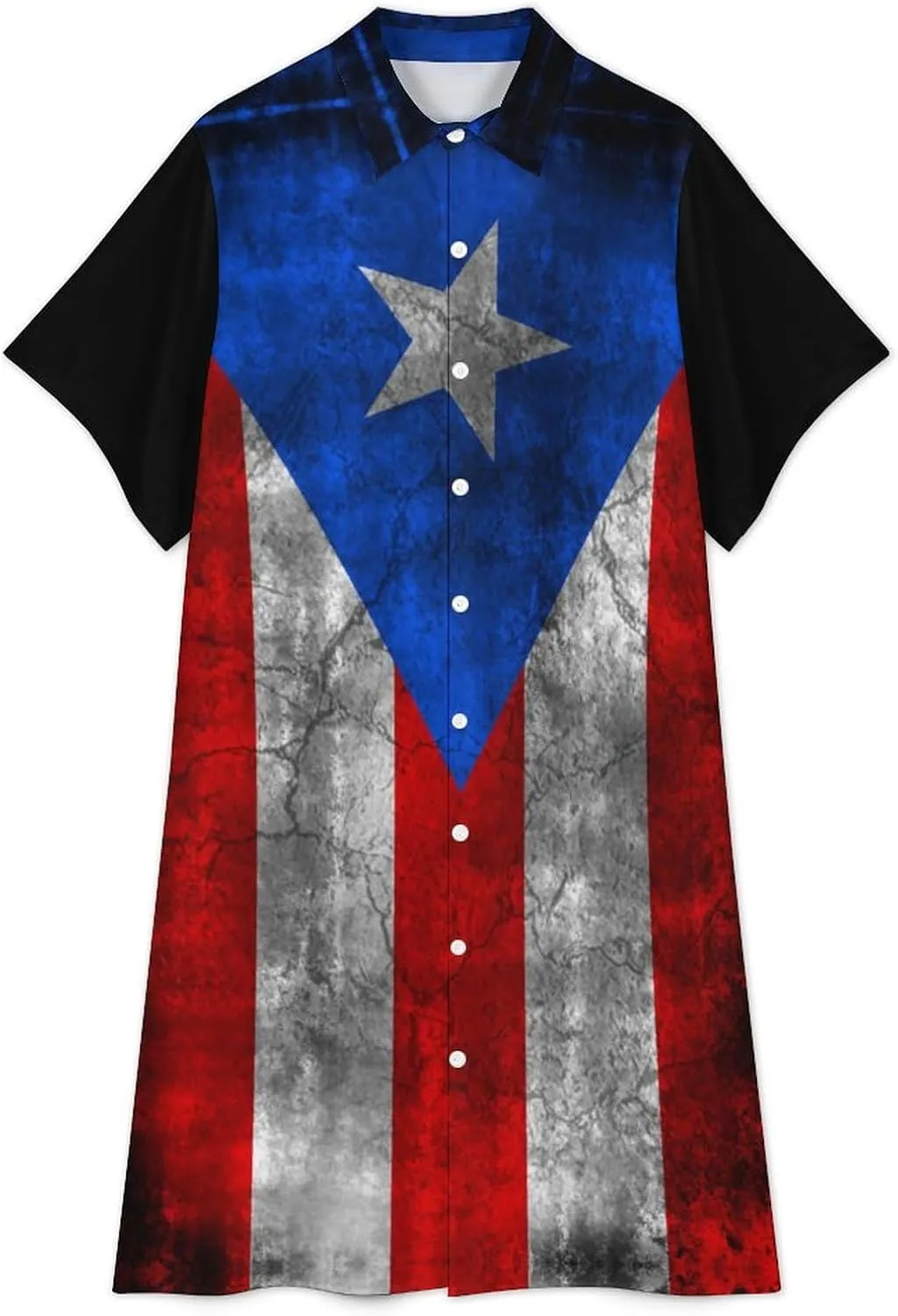 Jamaican Flag Womens Button Down Shirt Dresses Button Up Short Sleeve Blouse Tops