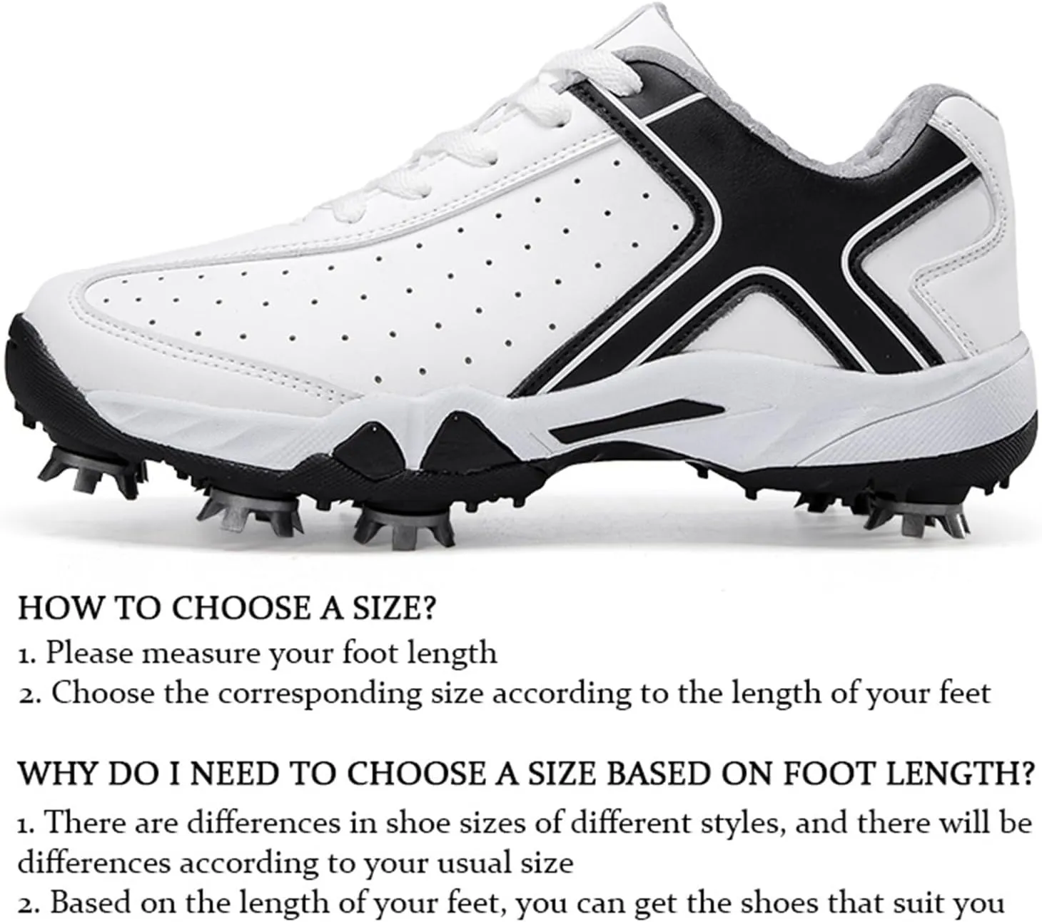 JiuQing Spikes Golf Shoes Men Professional Leather Golfing Trainers Lightweight Breathable Anti Slip