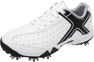 JiuQing Spikes Golf Shoes Men Professional Leather Golfing Trainers Lightweight Breathable Anti Slip