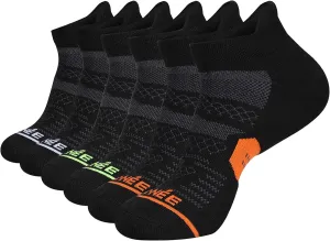 JOYNÉE 6 Pack Men's Running Ankle Socks with Cushion, Low Cut Athletic Sport Tab Socks