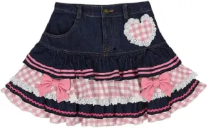Kawaii Skirt Cute Mini Skirts for Women Pleated Skirts Korean Y2K Denim Skirt Trendy Kawaii Clothes Stuff Coquette Clothes