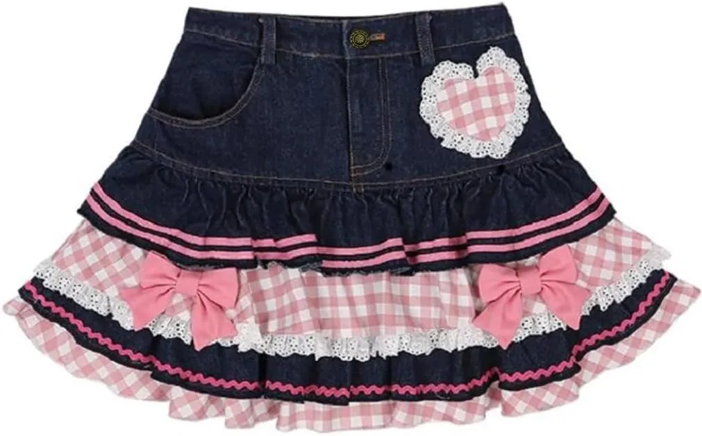Kawaii Skirt Cute Mini Skirts for Women Pleated Skirts Korean Y2K Denim Skirt Trendy Kawaii Clothes Stuff Coquette Clothes