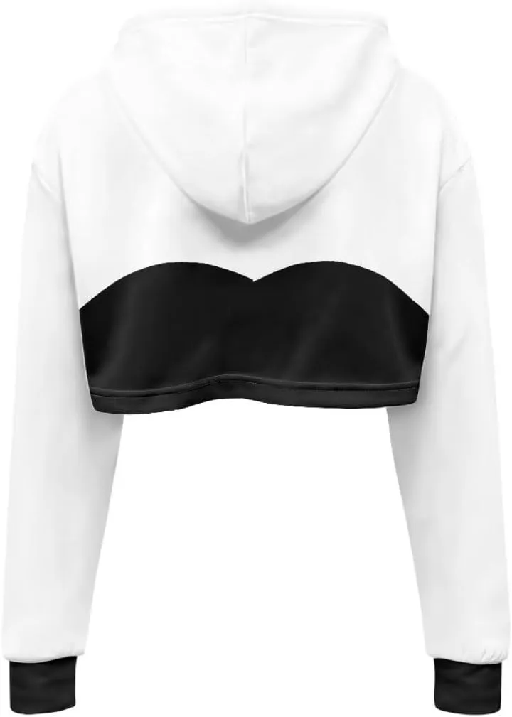 Ladies All-over Print Crop Tops Hoody with Drawstring Fall Cropped Clothes Pullover Sweatshirts for Women