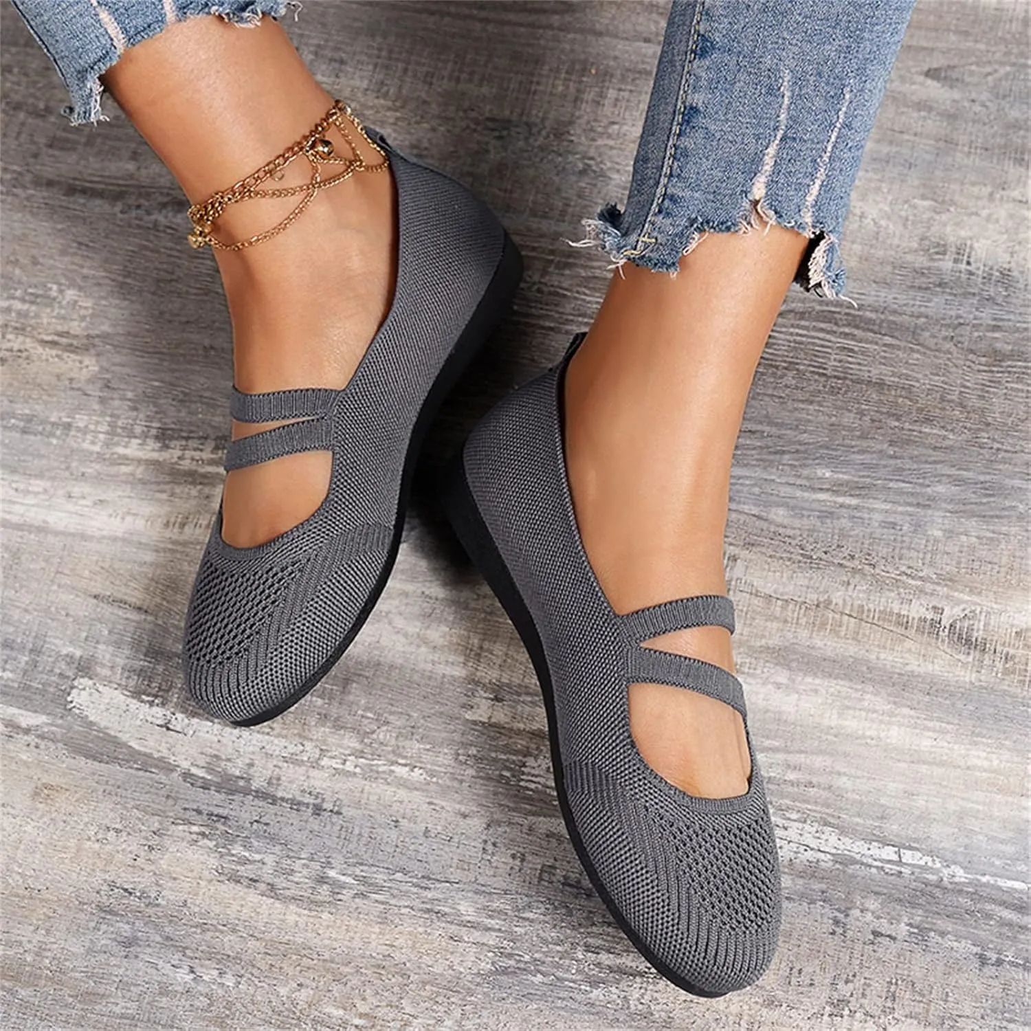 Ladies Fashion Solid Color Breathable Knitting Comfortable Flat Casual Shoes Shoes for, 6.5