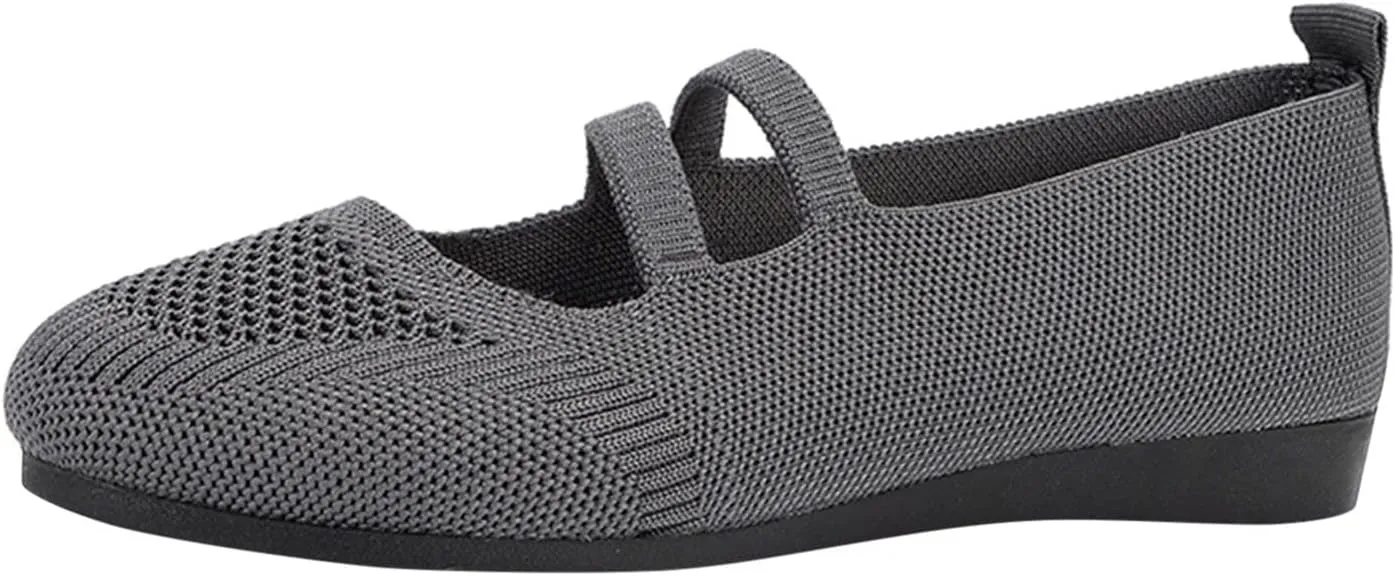 Ladies Fashion Solid Color Breathable Knitting Comfortable Flat Casual Shoes Shoes for, 6.5