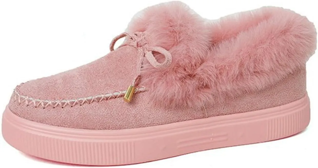 Ladmiple Winter Boots For Women 2024 Fashion Snow Warm Ankle Booties Fur Lined Anti-Slip Outdoor Slip On Loafers Shoes