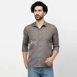 Linen Shirt With Bike Embroidery