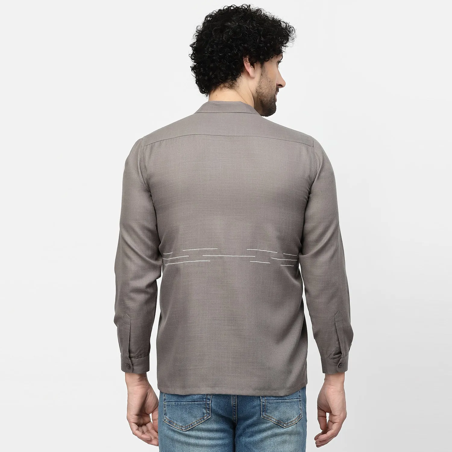 Linen Shirt With Bike Embroidery