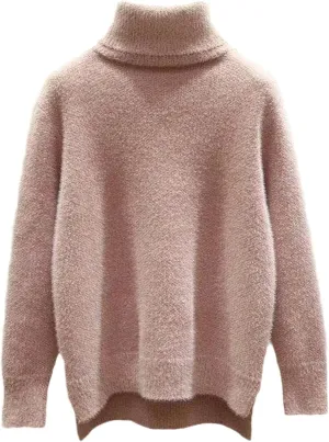 Loose Knit Sweater Women's Pullover Elegant Cashmere Pullover Turtleneck Winter Oversized Long Sleeve Top