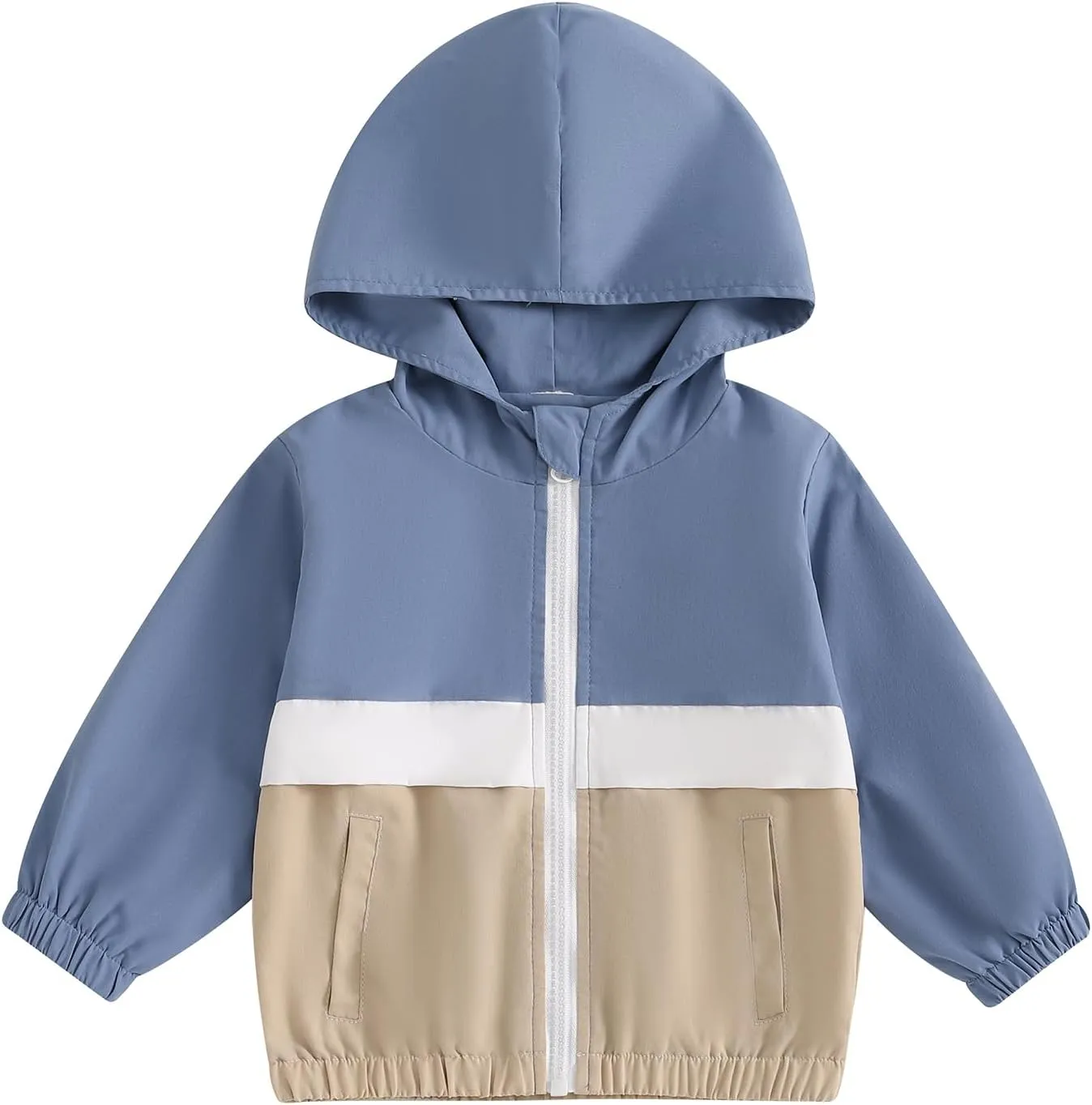 MBMSHEGH Toddler Baby Grils Boys Hoodie Zipper Waterproof Patchwork Raincoat Lightweight Windbreaker Outwear Rain Jacket 1-4T