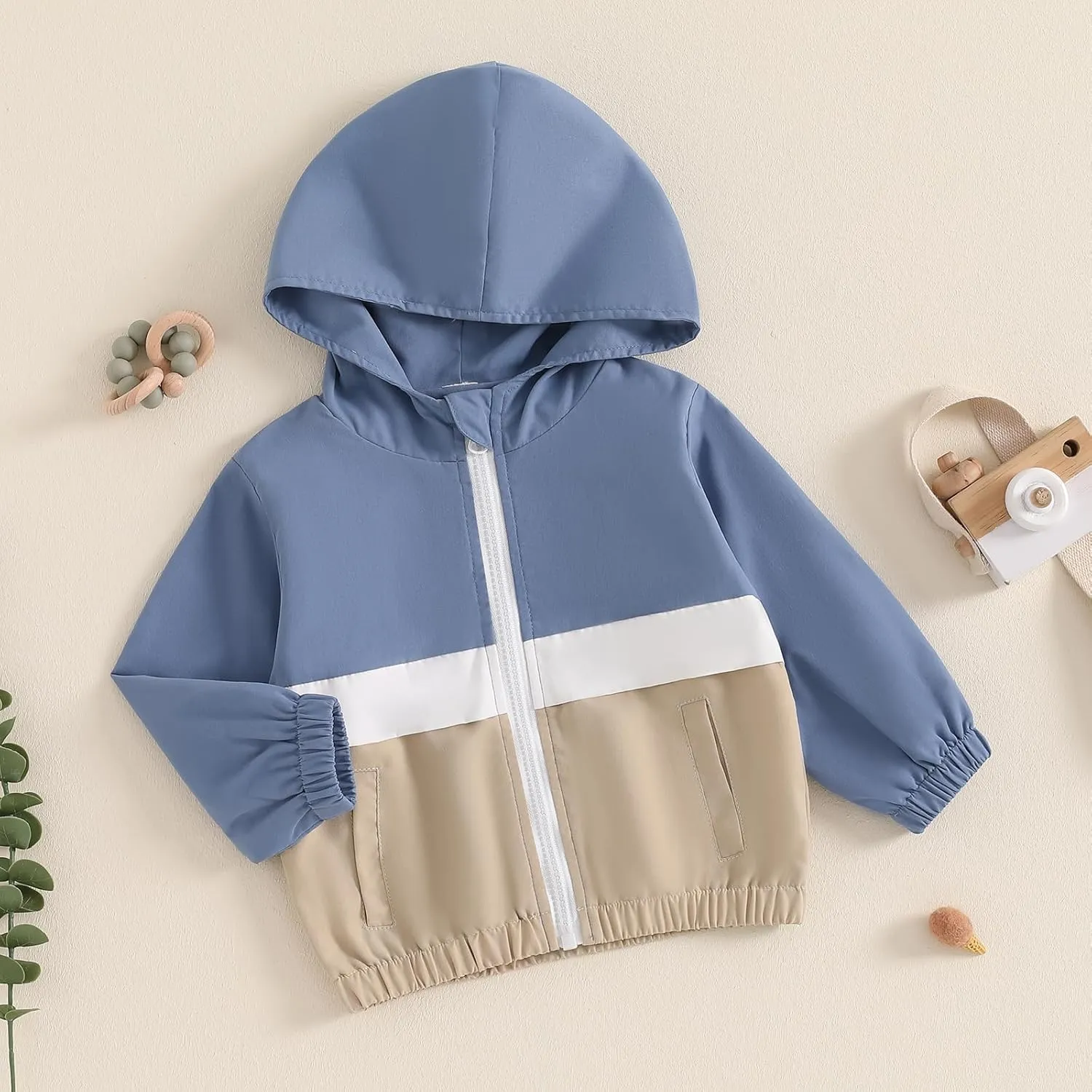 MBMSHEGH Toddler Baby Grils Boys Hoodie Zipper Waterproof Patchwork Raincoat Lightweight Windbreaker Outwear Rain Jacket 1-4T