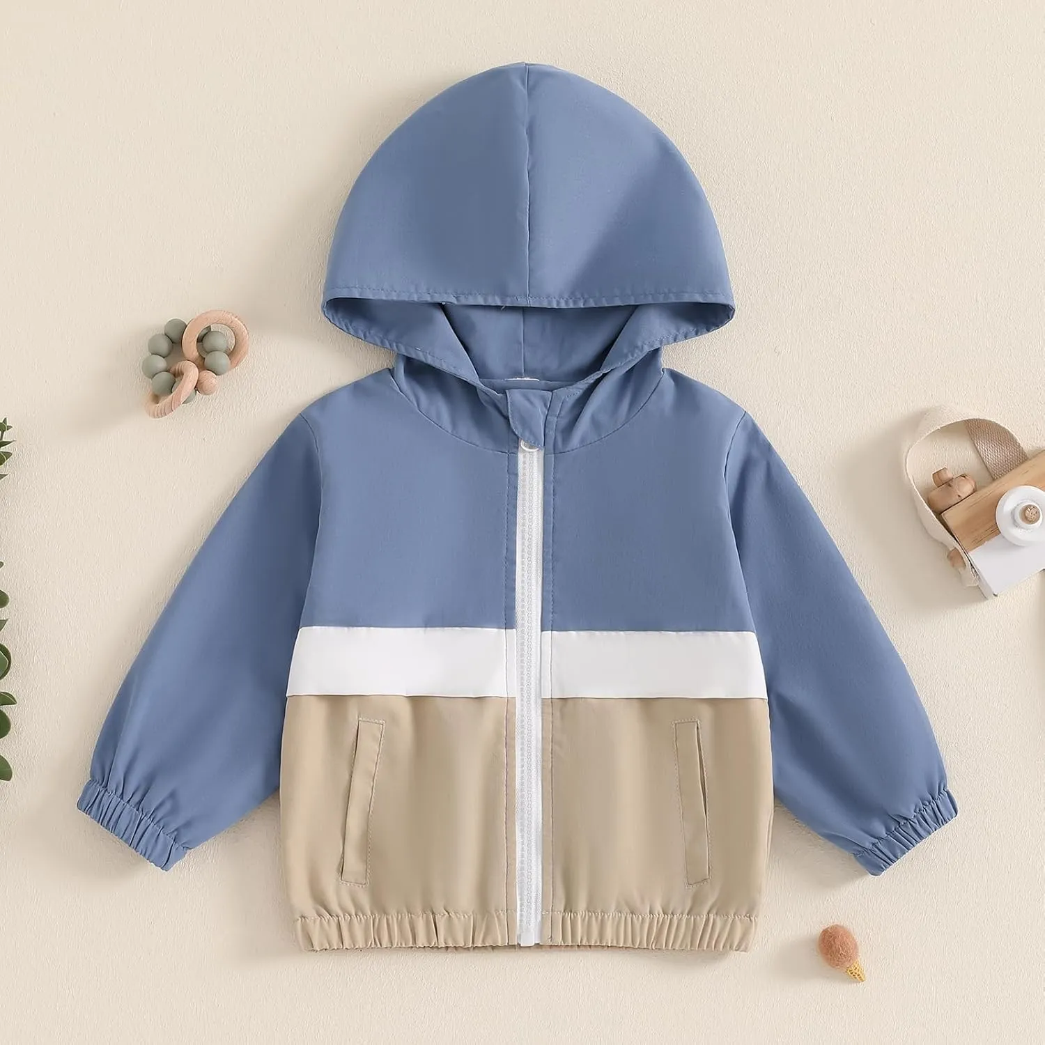 MBMSHEGH Toddler Baby Grils Boys Hoodie Zipper Waterproof Patchwork Raincoat Lightweight Windbreaker Outwear Rain Jacket 1-4T