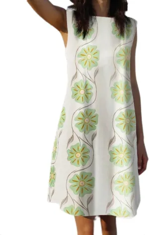 Melliflo Womens Floral Print Tank Dress Crew Neck Sleeveless Mini Shift Dress Summer Casual Loose Short Sundress