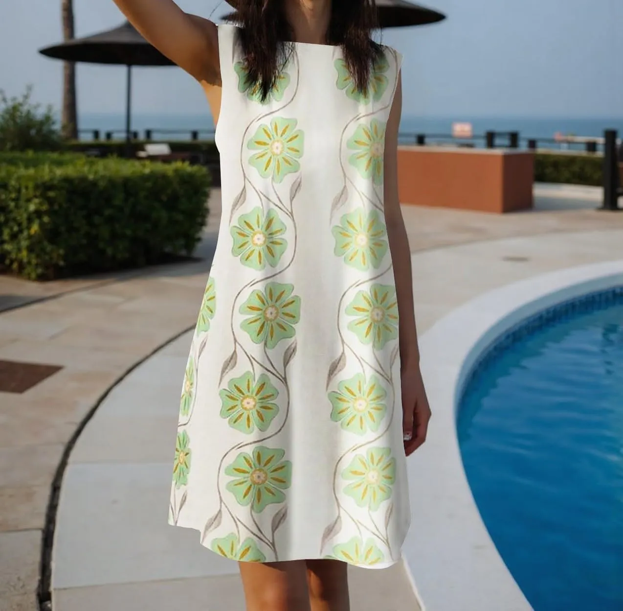 Melliflo Womens Floral Print Tank Dress Crew Neck Sleeveless Mini Shift Dress Summer Casual Loose Short Sundress