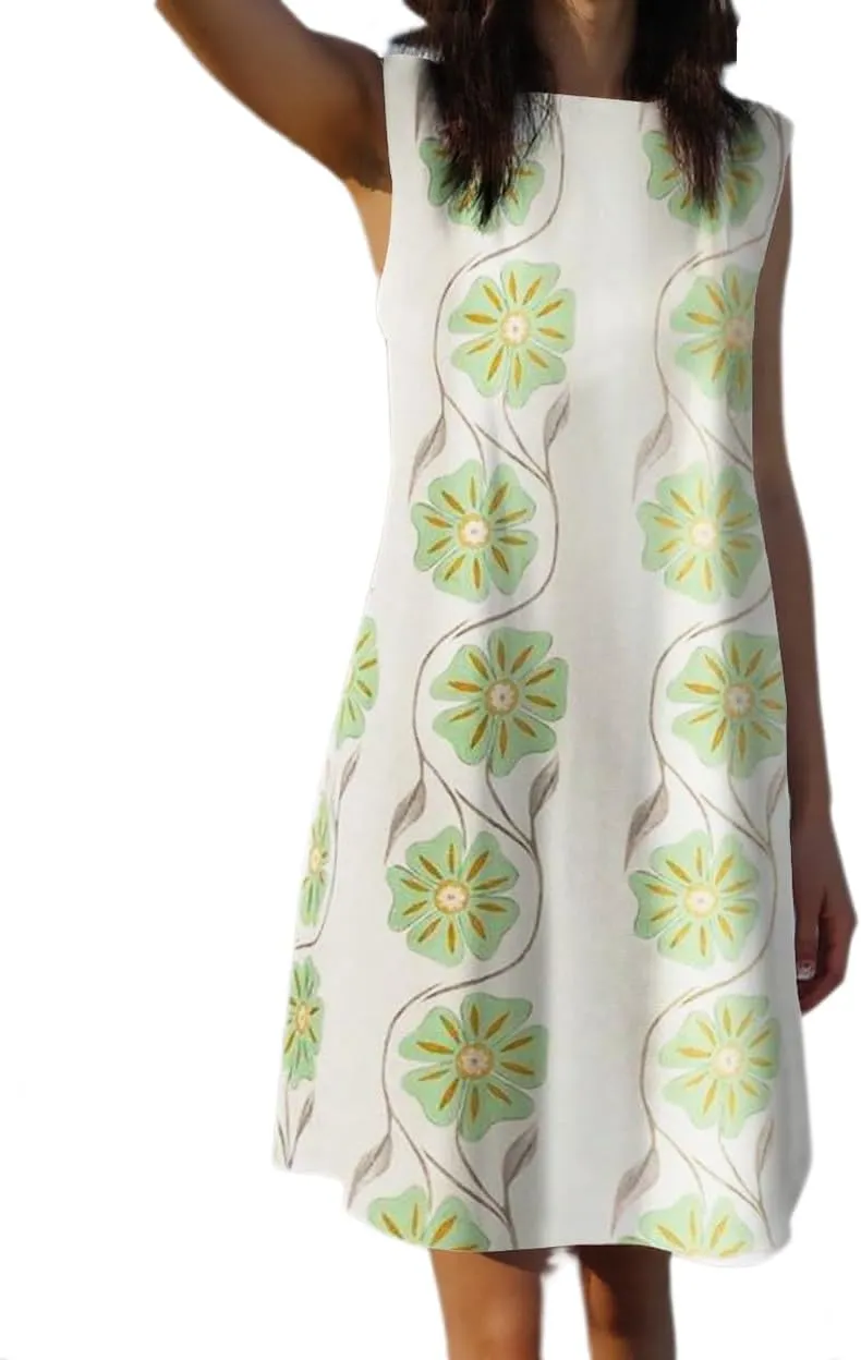 Melliflo Womens Floral Print Tank Dress Crew Neck Sleeveless Mini Shift Dress Summer Casual Loose Short Sundress