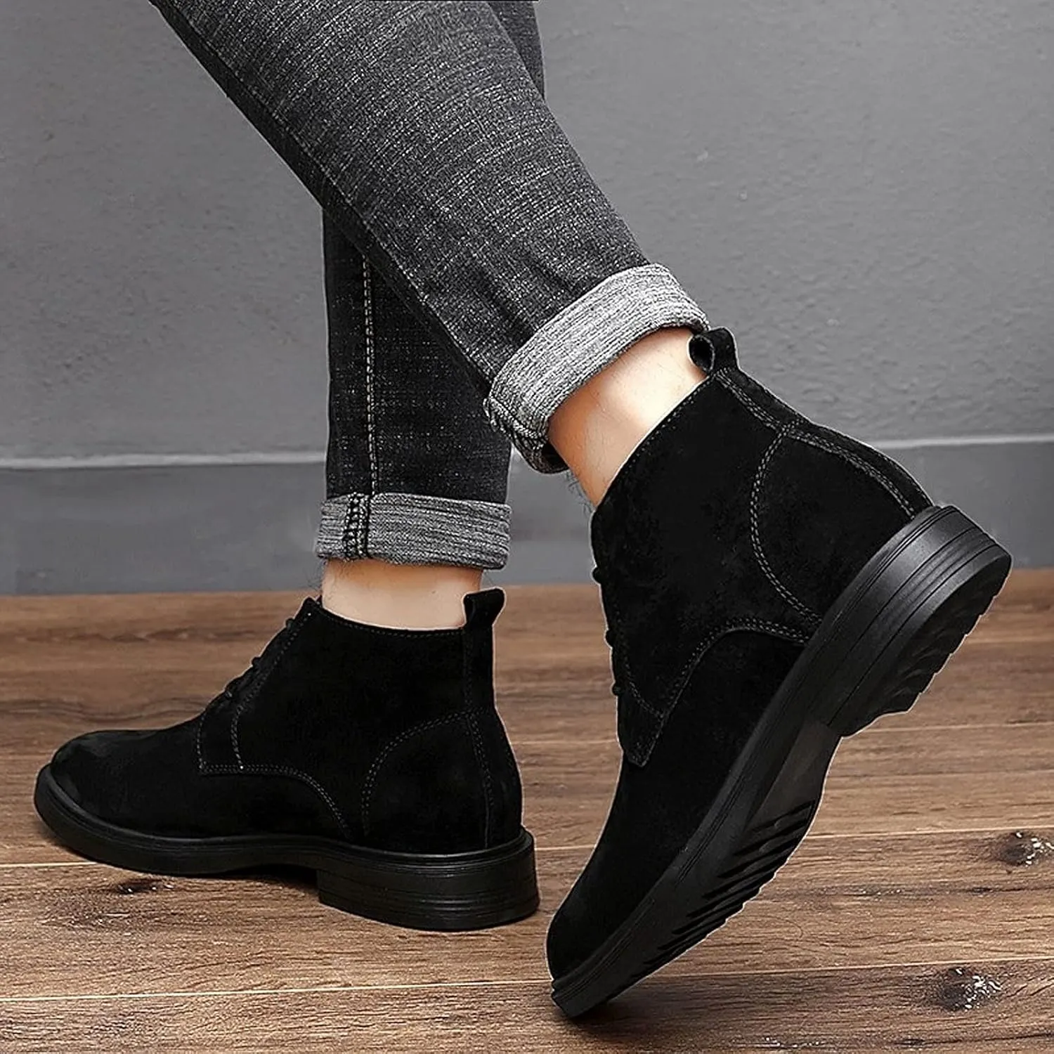 Mens Boots Men's Boots Warm Plush Men's Snow Boots Genuine Leather Men Boots Outdoor Work Ankle Boots Non-slip Walking Shoes