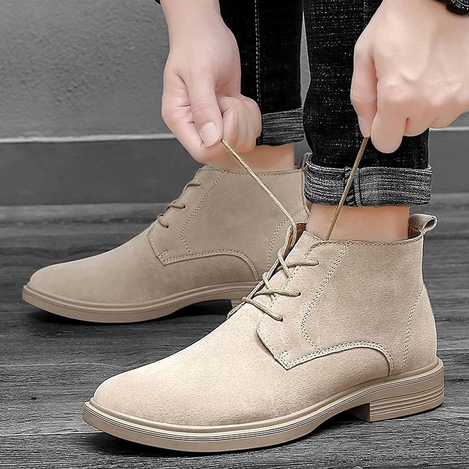Mens Boots Men's Boots Warm Plush Men's Snow Boots Genuine Leather Men Boots Outdoor Work Ankle Boots Non-slip Walking Shoes
