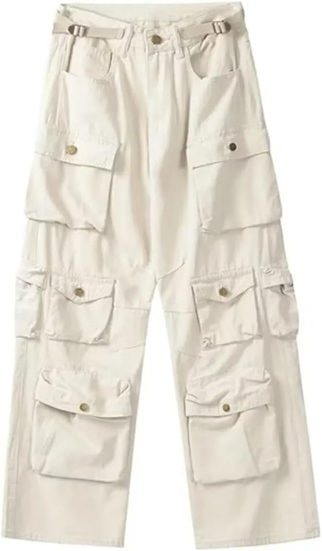 Mens Cargo Pants Multi-Pocket Overalls Men Casual Baggy Trousers Plus Size Straight Mopping Pants Spring Autumn