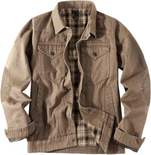 Mens Plaid Denim Jackets Button Down Jean Coat Casual Long Sleeve Vintage Trucker Jackets Outwear