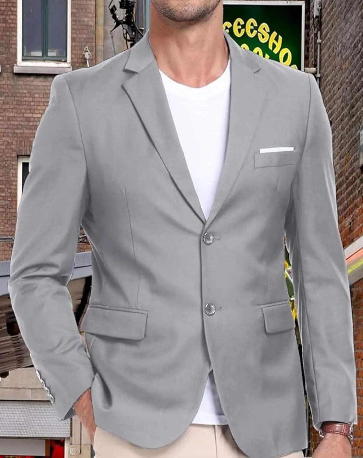 Mens Suit Jacket Slim Fit Blazer for Men Business Suit Blazer Lightweight Casual Sport Coats for Daily Summer Wedding