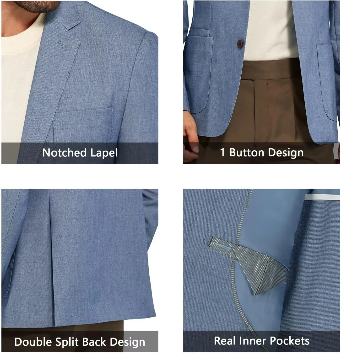 Mens Suit Jackets Blazer Slim Fit Casual Mens Sport Coats 2 Button Notched Lapel Dress Jacket for Men Prom Tuxedo Jacket