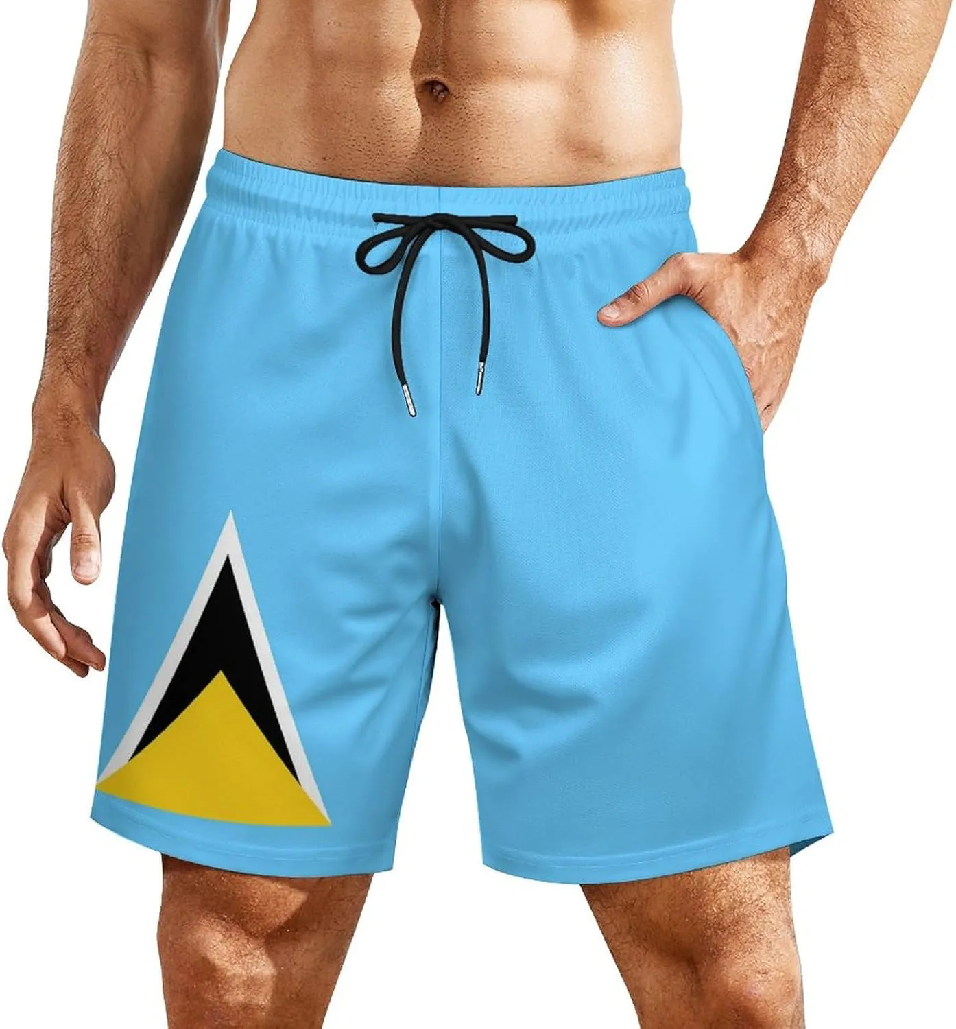 Men's Summer Flag Swim Trunks Quick Dry Surf Boardshorts Bathing Suit Shorts with Pockets