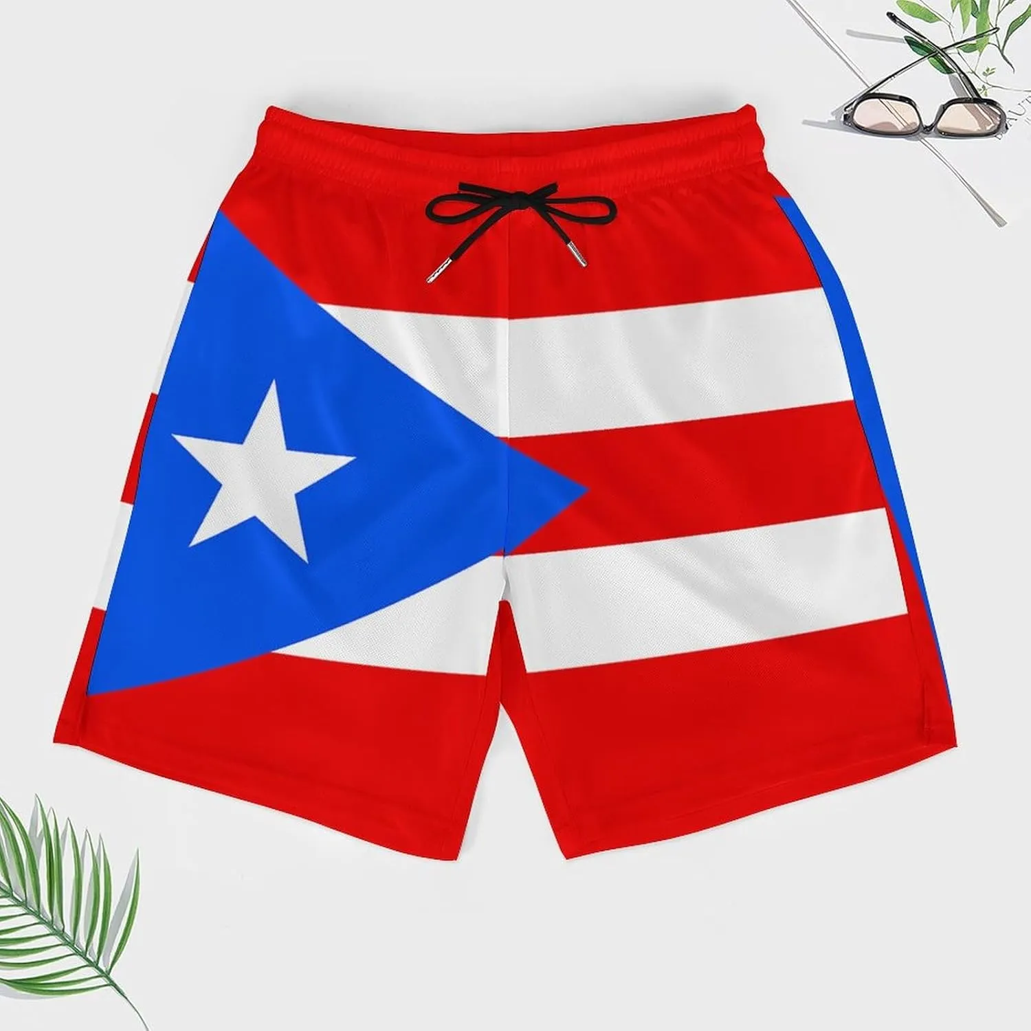 Men's Summer Flag Swim Trunks Quick Dry Surf Boardshorts Bathing Suit Shorts with Pockets