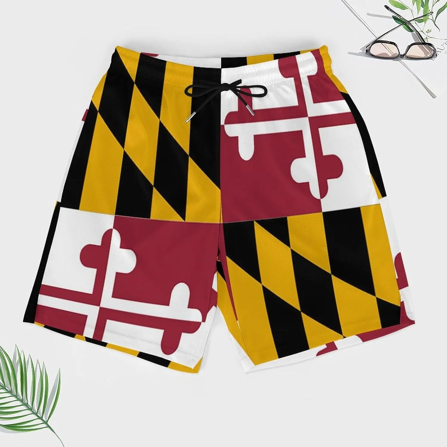 Men's Summer Flag Swim Trunks Quick Dry Surf Boardshorts Bathing Suit Shorts with Pockets