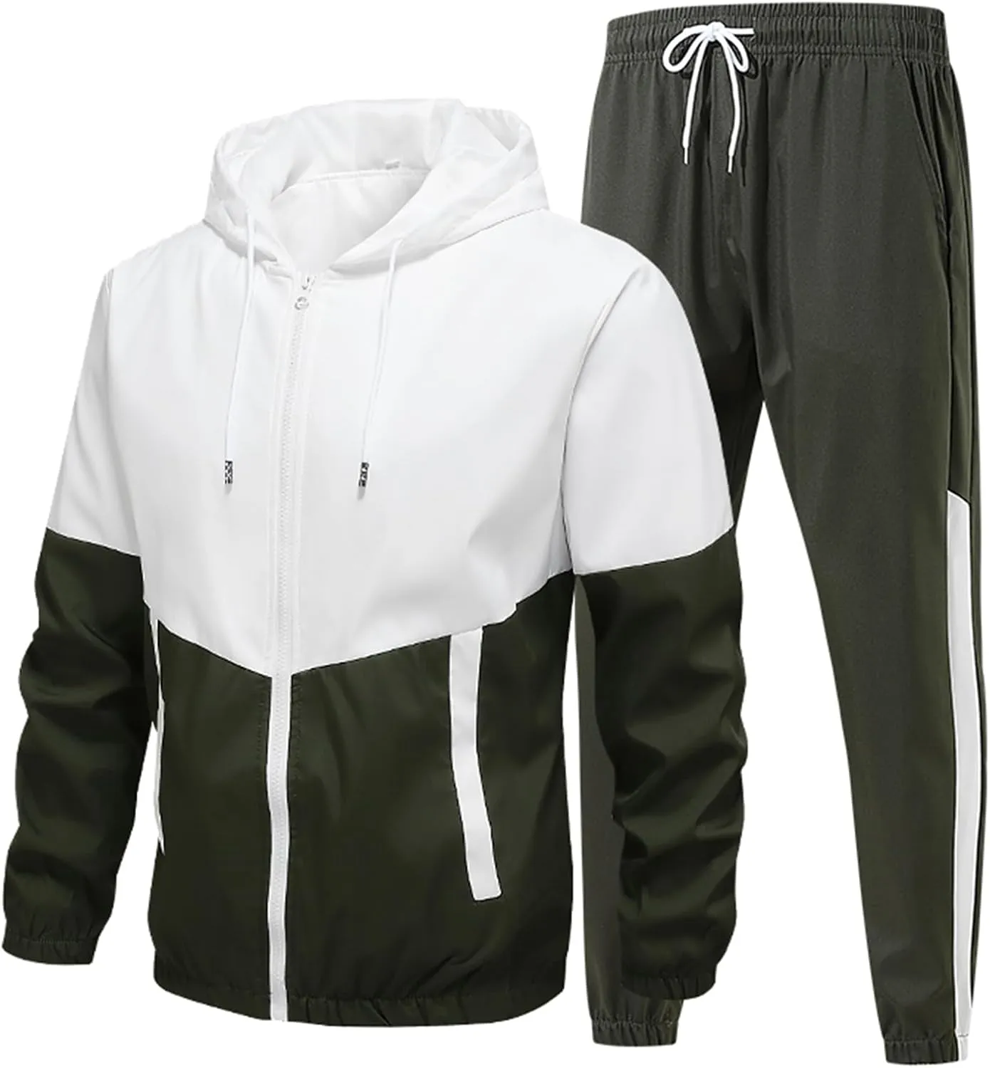 Men's Tracksuit 2 Piece Full Zip Athletic Sets Hoodie Casual Outdoor Jogging Jacket and Pants with Pockets