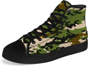 Men's Women's Green Camouflage High Top Canvas Shoes Camo High Top Sneakers Lace Up Casual Shoes Gifts for Men Women