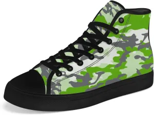 Men's Women's Green Camouflage High Top Canvas Shoes Camo High Top Sneakers Lace Up Casual Shoes Gifts for Men Women