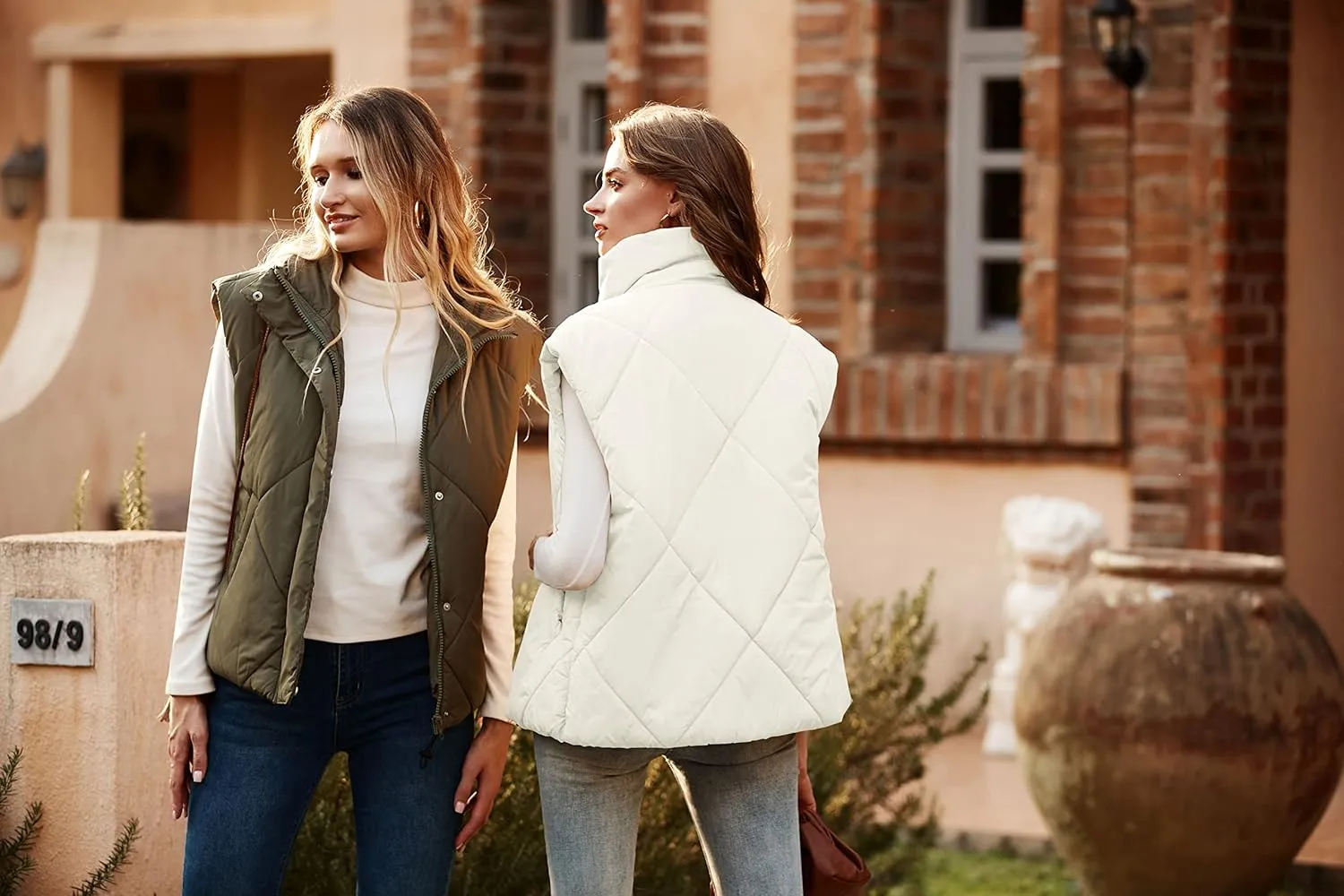 MEROKEETY Women's 2024 Winter Puffer Vest Quilted Stand Collar Zip Up Padded Gilet Coat with Pockets