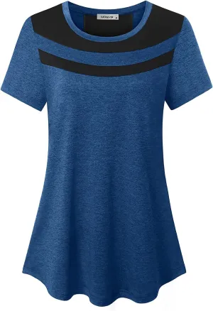 MOQIVGI Womens Short Sleeve Workout Tops Casual Wear Running Yoga Exercise Fitness Shirts Activewear