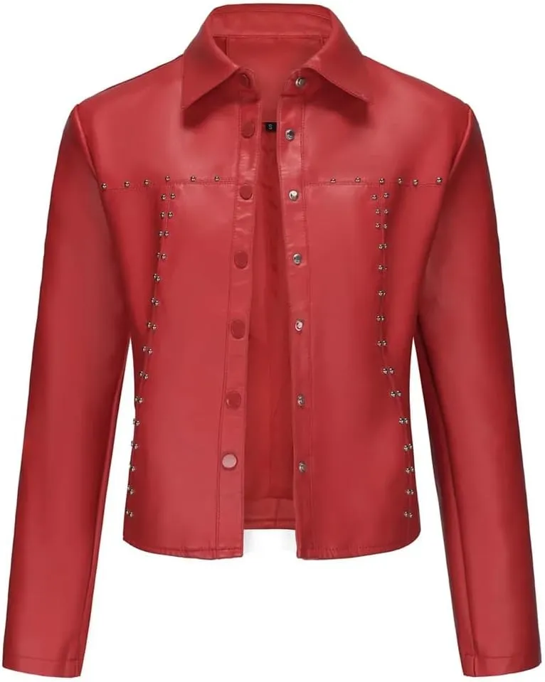 Moto Biker Jackets for Women Rivet Faux Leather Jacket Women Spring Autumn Coat