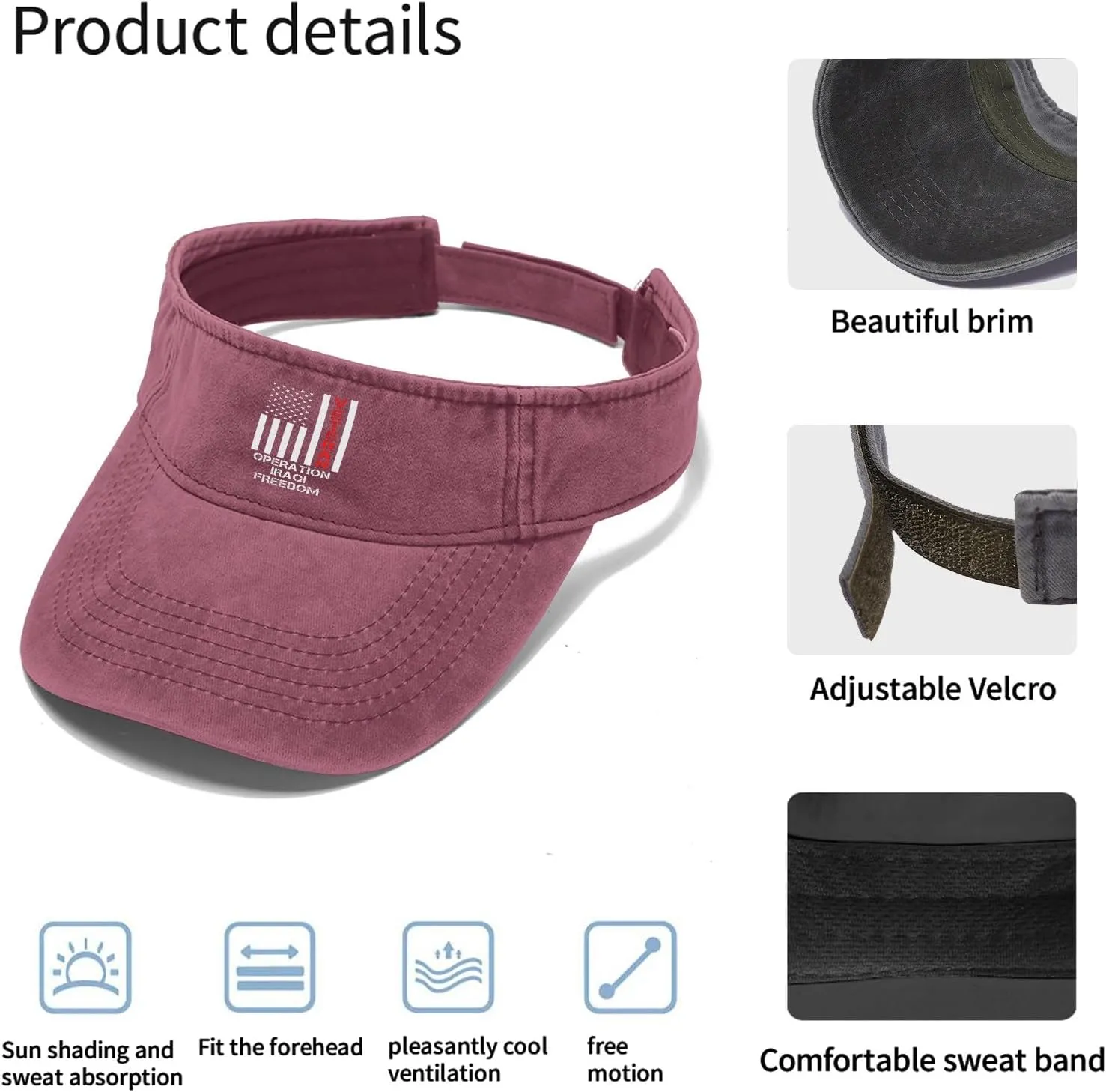 Operations Iraqi Freedom Visor Hats for Women Caps Visor Hat for Adult Running Cap Trendy Funny Visor Hats