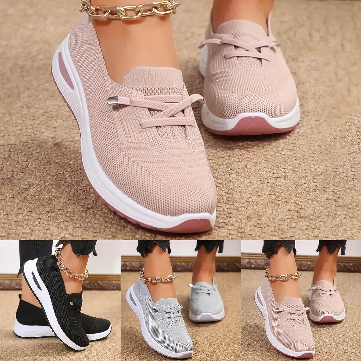 Orthopedic Shoes for Women, Women's Slip On Walking Shoe Breathable Arch Support Non-Slip Sneakers Comfortable Shoes