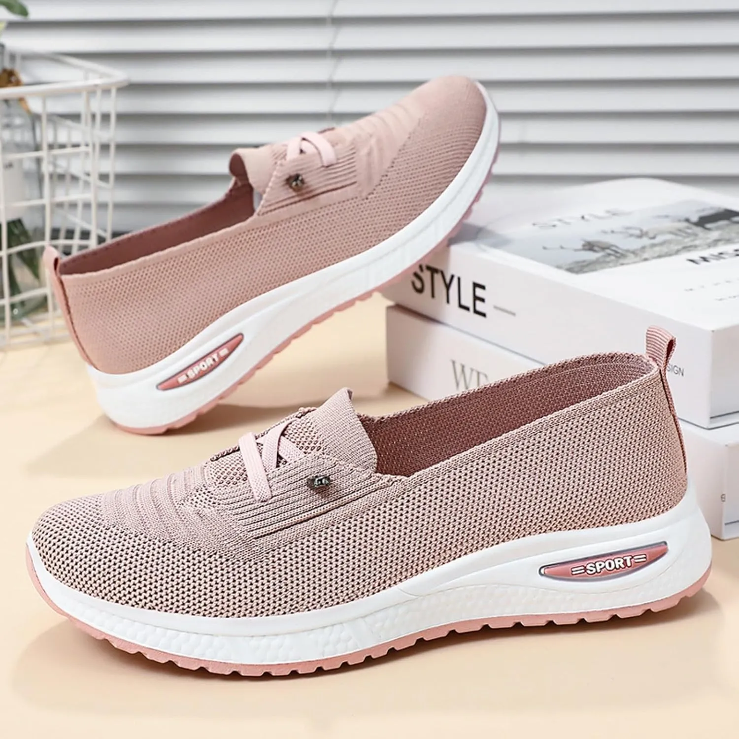 Orthopedic Shoes for Women, Womens Slip On Walking Sneakers Breathable Tennis Shoes Comfortable Mesh Non-Slip Shoes