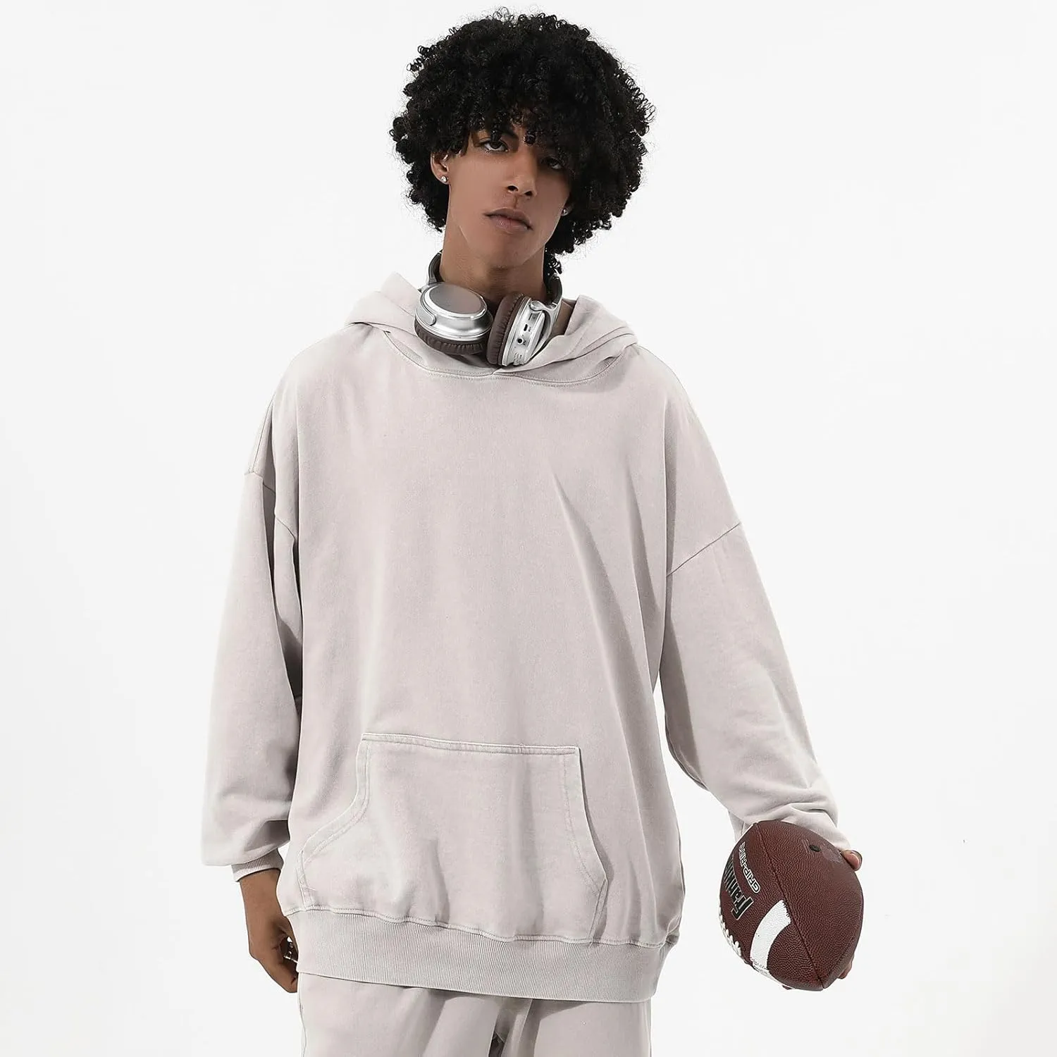 Oversized Acid Wash Vintage Hoodie Men Cotton Heavyweight Baggy Trendy Streetwear Hooded Sweatshirt Basic Pullover
