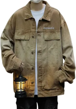 Oversized Jean Jacket for Women Men Button Down Trucker Denim Jacket Coat Y2k Clothes Vintage Alt Emo Streetwear