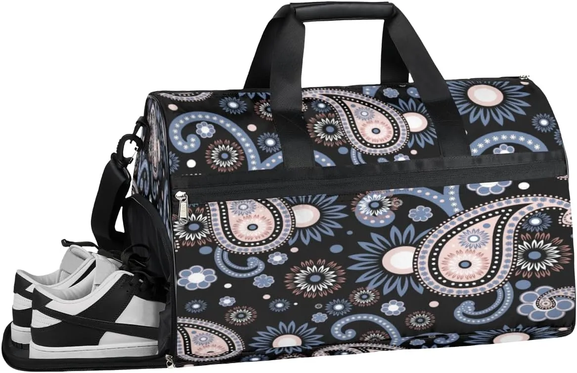Paisley Pint Sports Gym Bag with Wet Pocket & Shoes Compartment Waterproof Workout Duffel Bag for Women and Men Weekender Overnight Duffle Bag Travel Carry-on Tote