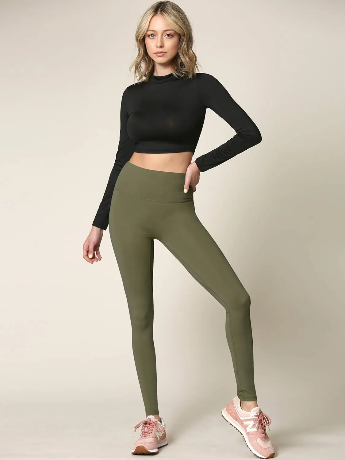 Peached Seamless Front & Side High Waisted Leggings with Inner Pocket Full-Length Yoga Pants