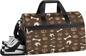 Puppy Dog Paw Print Sports Gym Bag with Wet Pocket & Shoes Compartment Waterproof Workout Duffel Bag for Women and Men Weekender Overnight Duffle Bag Travel Carry-on Tote