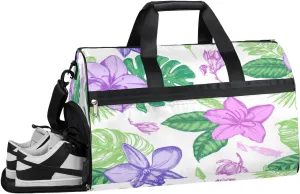 Rhododendron Flower Sports Gym Bag with Wet Pocket & Shoes Compartment Waterproof Workout Duffel Bag for Women and Men Weekender Overnight Duffle Bag Travel Carry-on Tote
